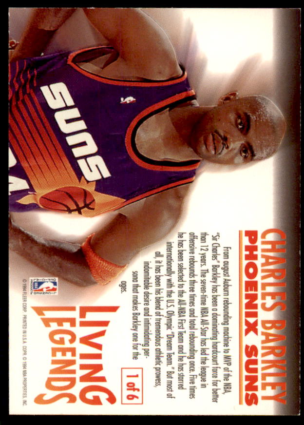 Charles Barkley Card 1993-94 Fleer Living Legends #1  Image 2