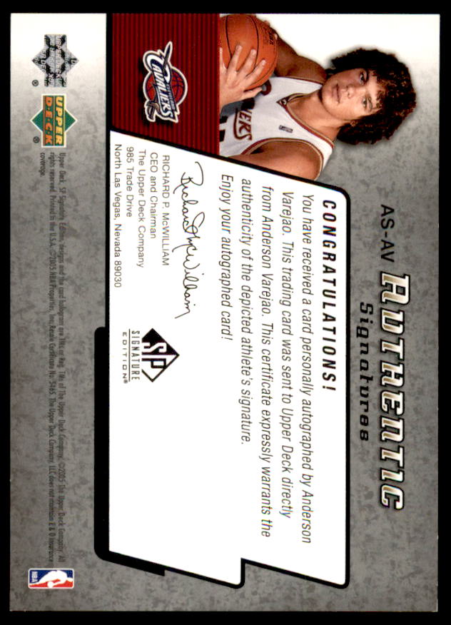 Anderson Varejao Rookie Card 2004-05 SP Authentic Signatures #AV  Image 2