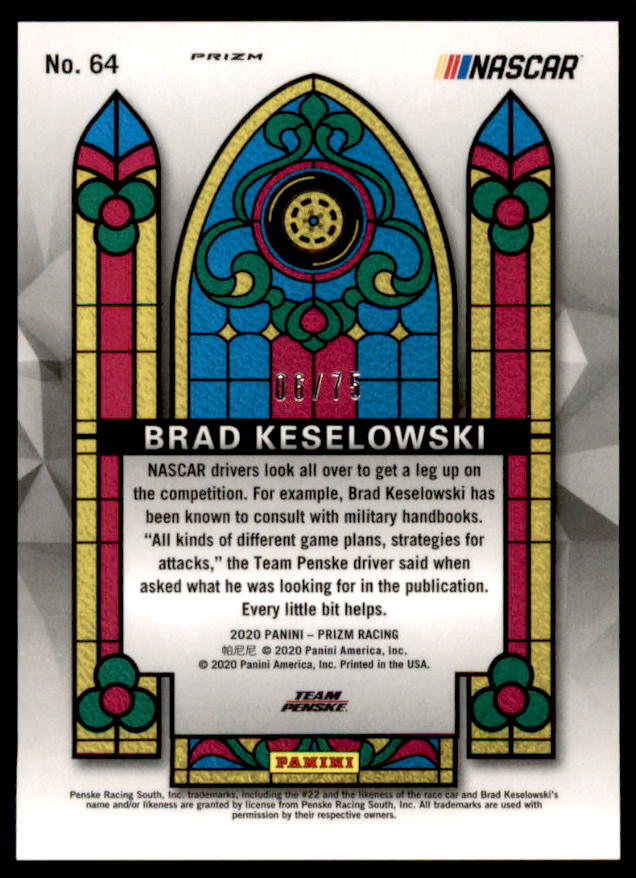 Brad Keselowski SG Card 2020 Panini Prizm Prizms Purple Disco #64  Image 2