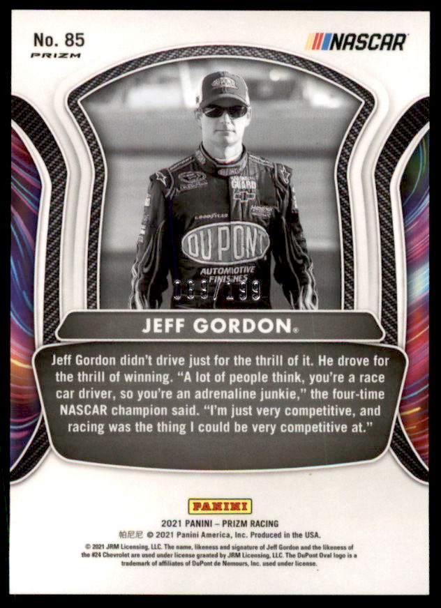 Jeff Gordon LEG Card 2021 Panini Prizm Prizms Purple Velocity #85  Image 2