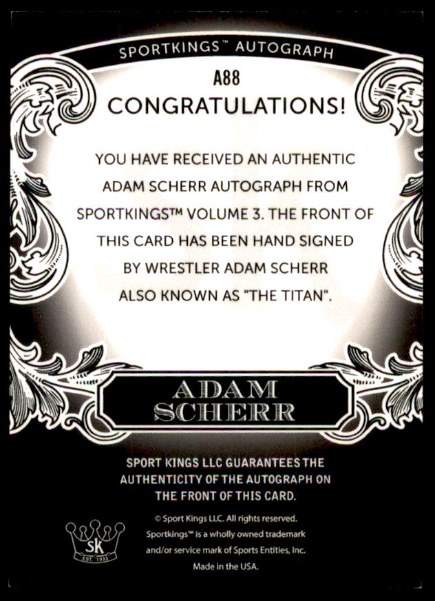 Adam Scherr Card 2022 Sportkings Volume 3 Auto #A88  Image 2