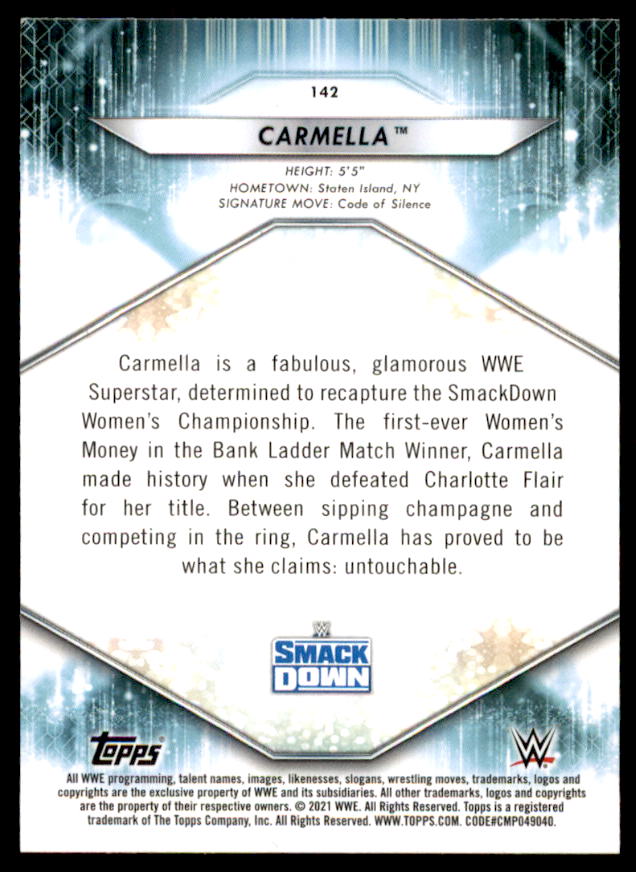 Carmella Card 2021 Topps WWE Foilboard #142  Image 2