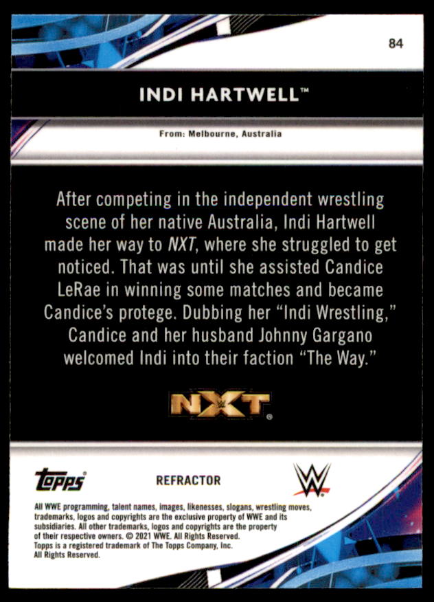 Indi Hartwell Card 2021 Finest WWE Refractors #84  Image 2