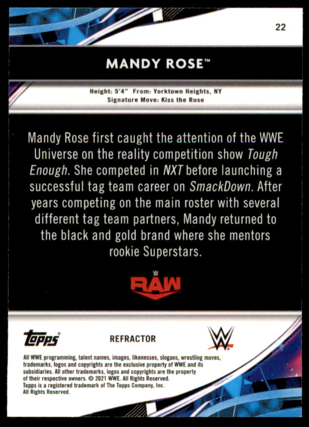 Mandy Rose Card 2021 Finest WWE Refractors #22  Image 2
