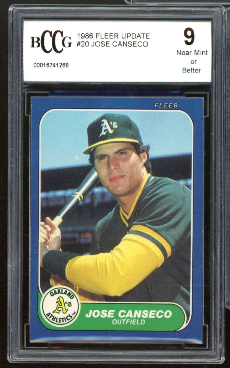 Jose Canseco Rookie Card 1986 Fleer Update #U-20 BCCG 9 Near Mint+ Image 1