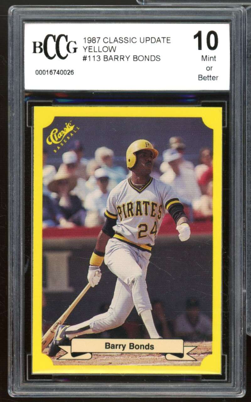 Barry Bonds Rookie Card 1987 Classic Update Yellow #113 BGS BCCG 10 Mint+ Image 1