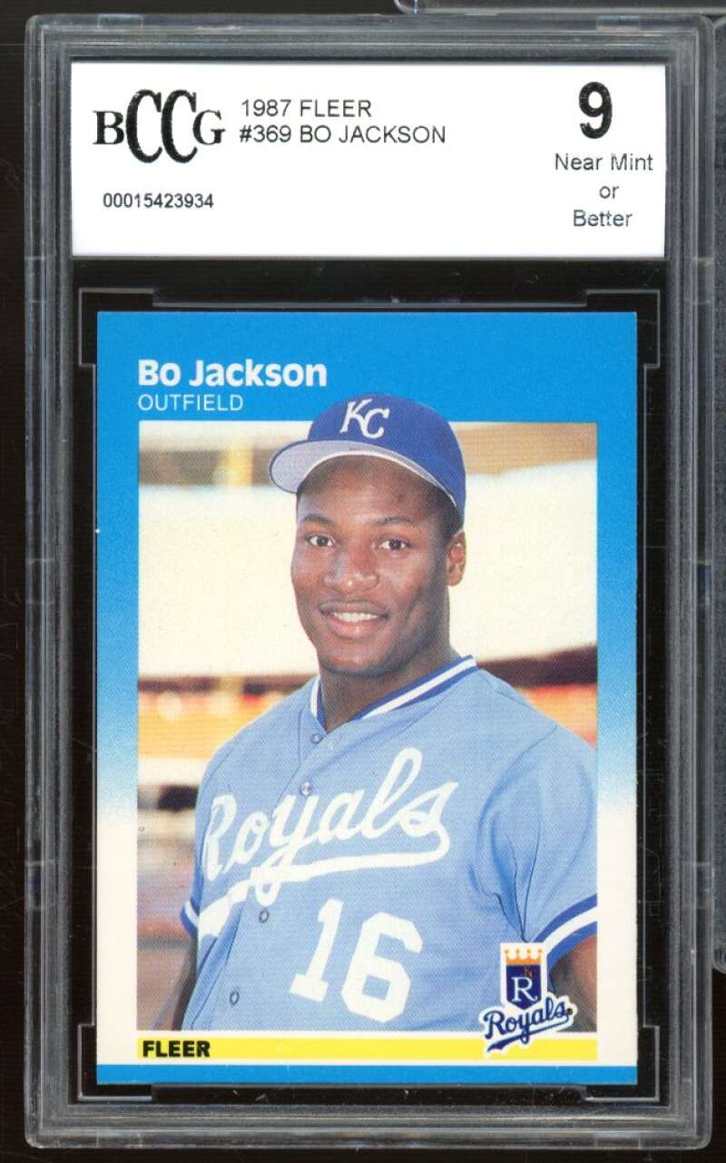 Bo Jackson Rookie Card 1987 Fleer #369 BCCG 9 Near Mint+ Image 1