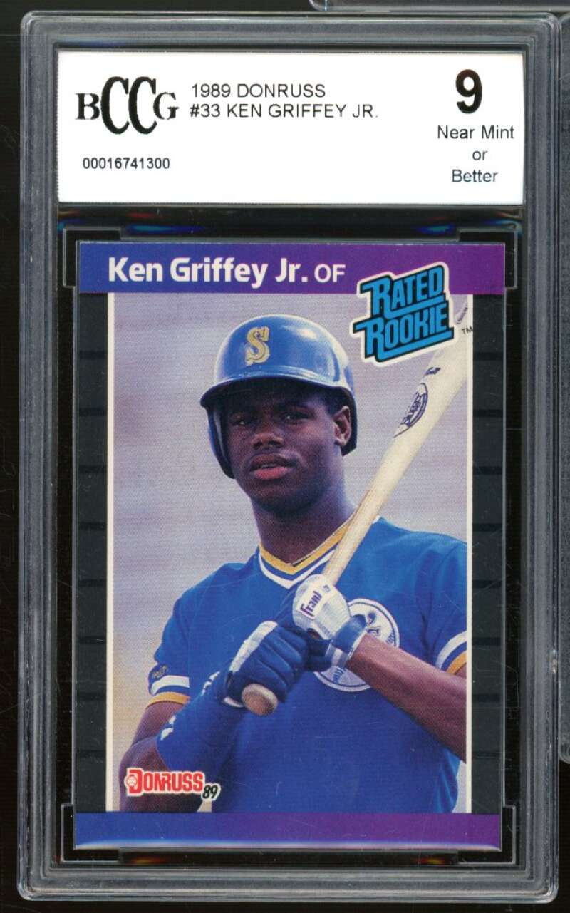 Ken Griffey Jr. Rookie Card 1989 Donruss #33 BCCG 9 Near Mint+ Image 1