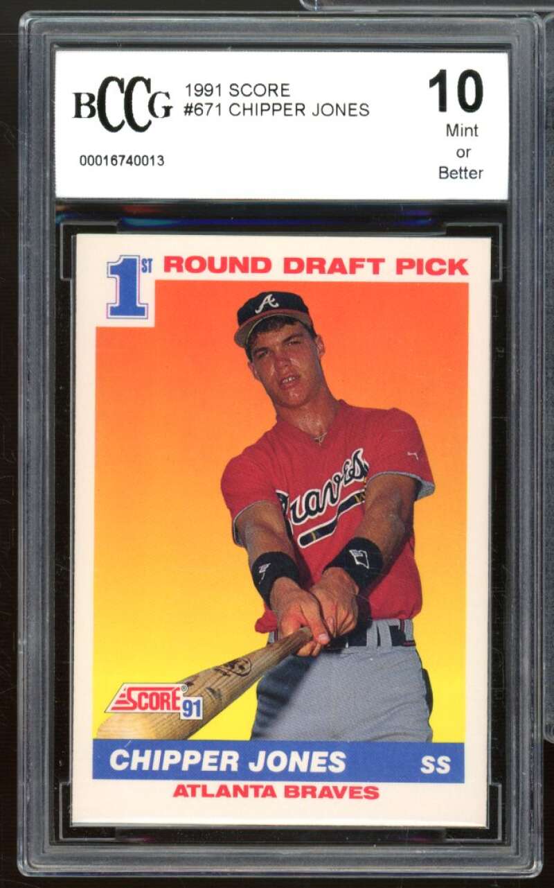 Chipper Jones Rookie Card 1991 Score #671 BCCG 10 Mint+ Image 1