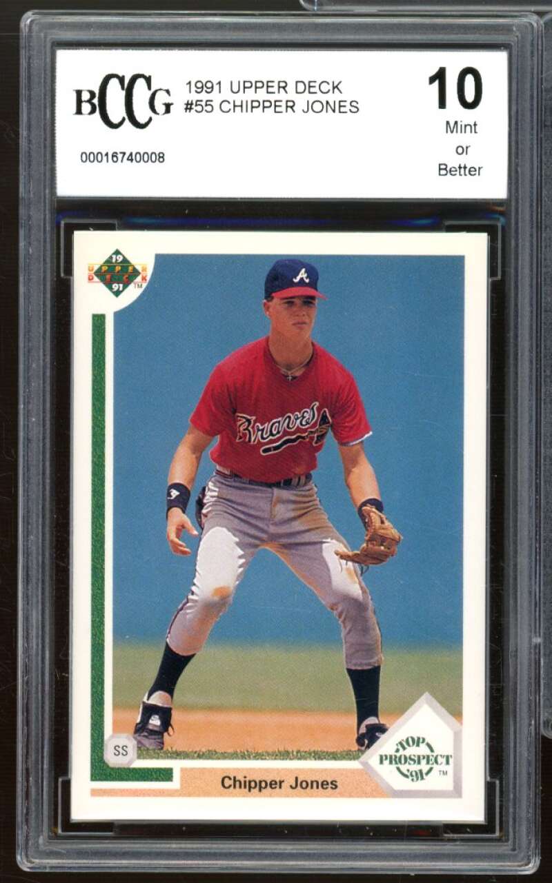 Chipper Jones Rookie Card 1991 Upper Deck #55 BCCG 10 Mint+ Image 1