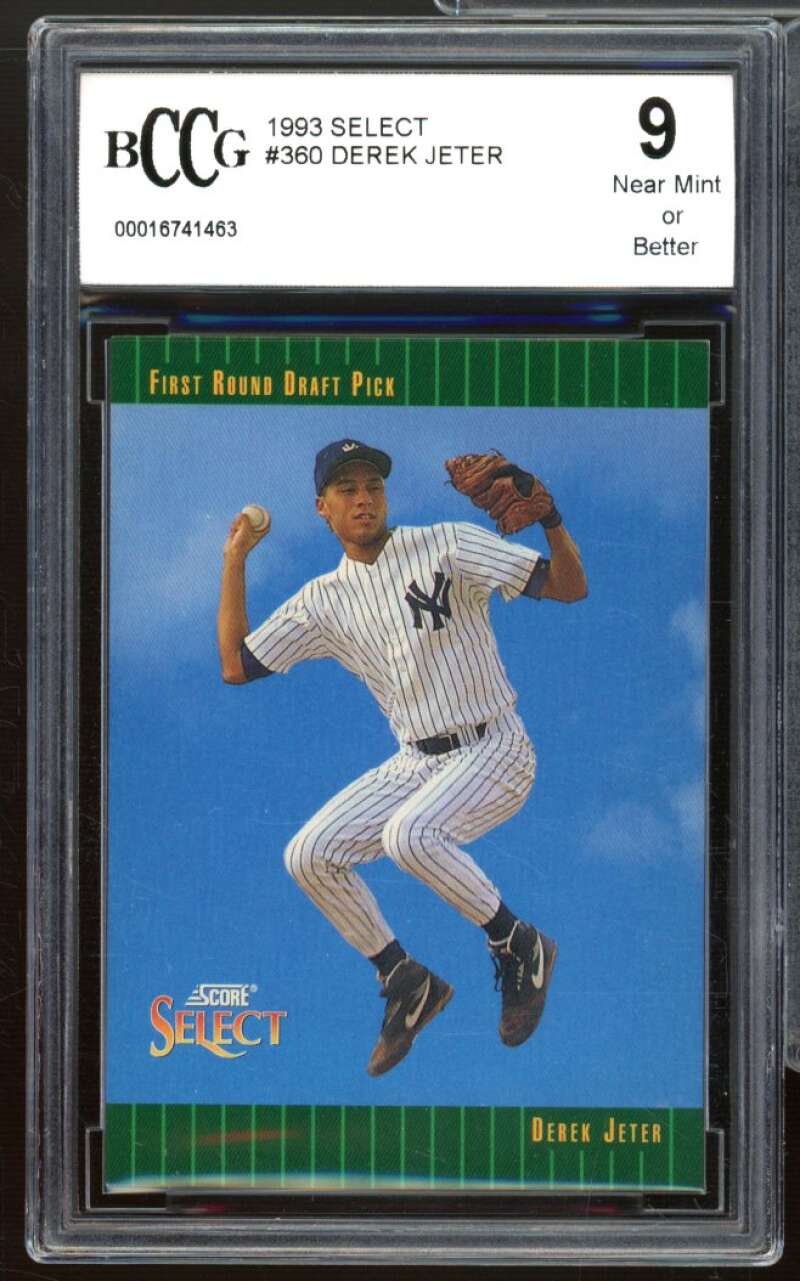 Derek Jeter Rookie Card 1993 Select #360 BCCG 9 Near Mint+ Image 1