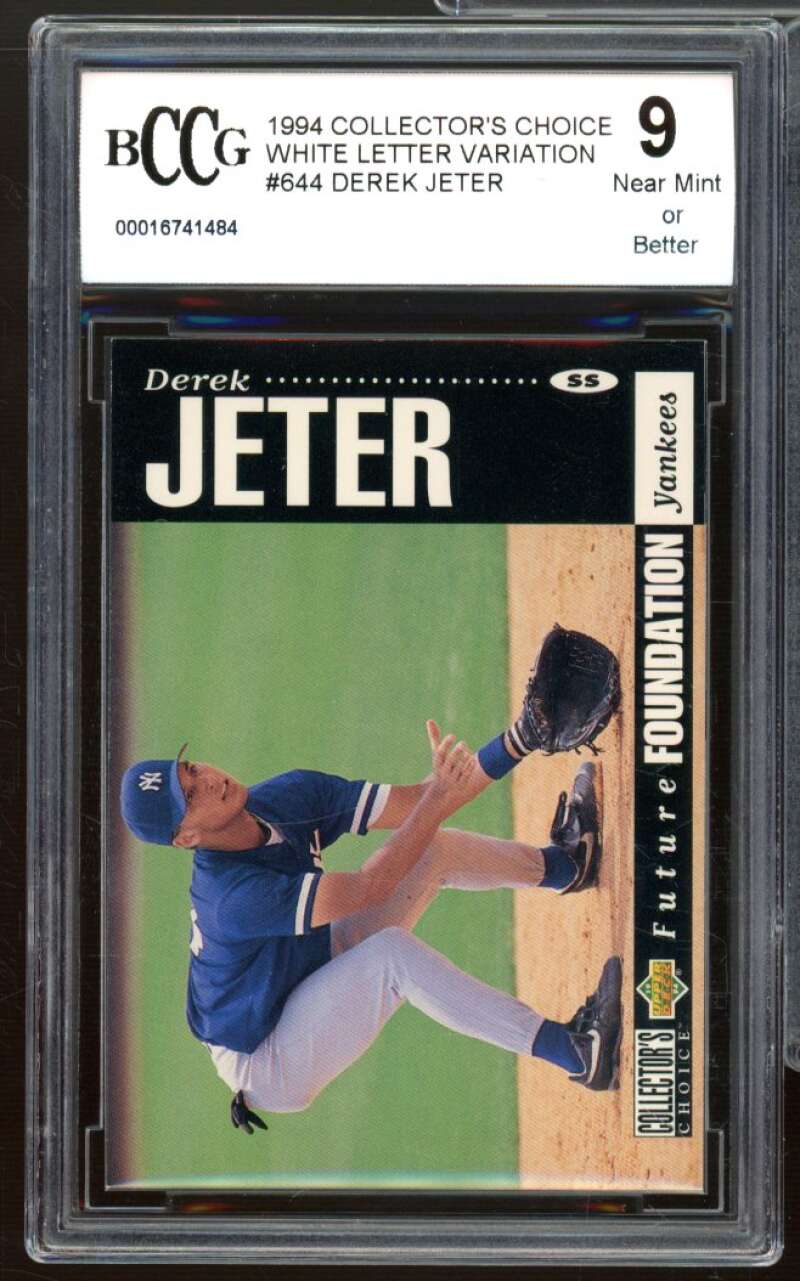 Derek Jeter Card 1994 CC White Letter Variation #644 BCCG 9 Near Mint+ Image 1