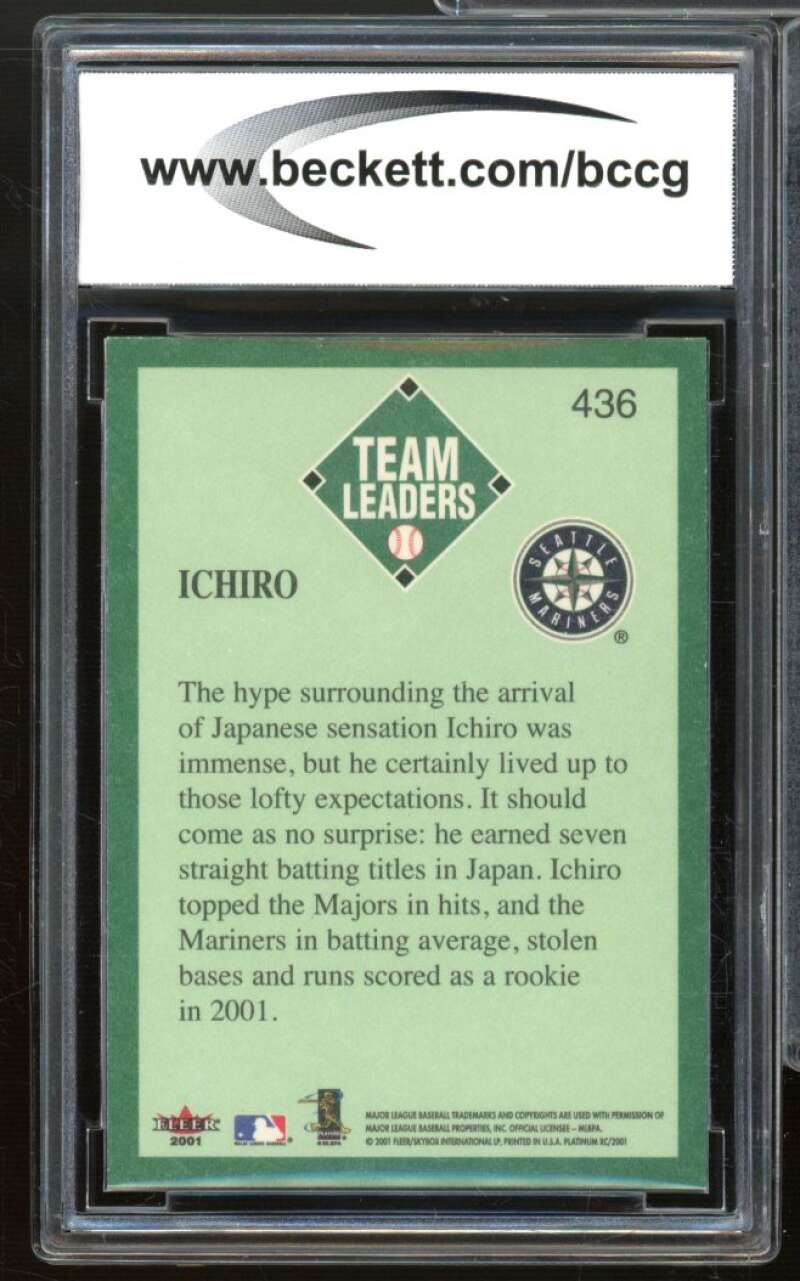 Ichiro Suzuki Rookie Card 2001 Fleer Platinum #436 BCCG 10 Mint+ Image 2