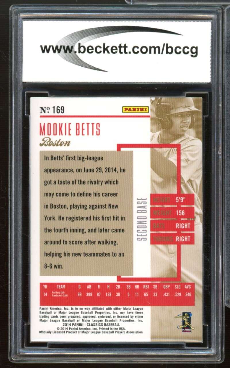 Mookie Betts Rookie Card 2014 Classics #169 BCCG 10 Mint+ Image 2