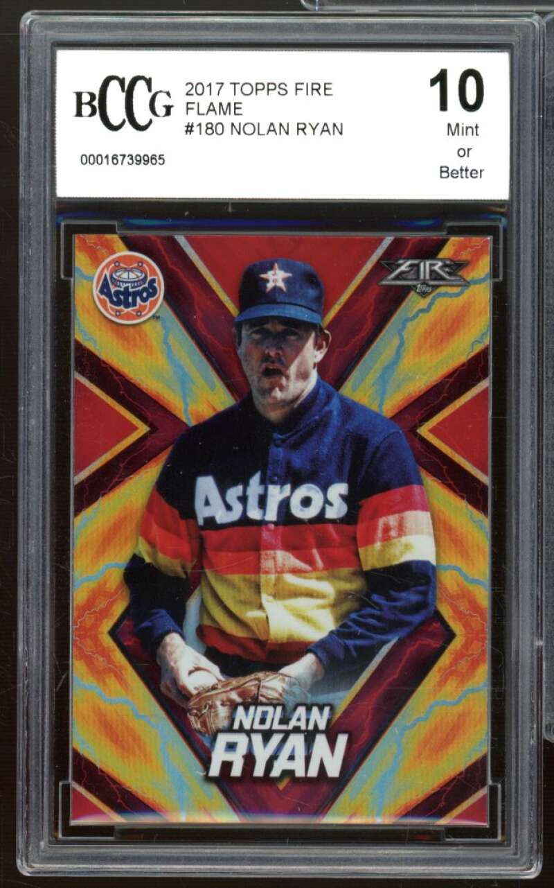 Nolan Ryan Card 2017 Topps Fire Flame #180 BCCG 10 Mint+ Image 1