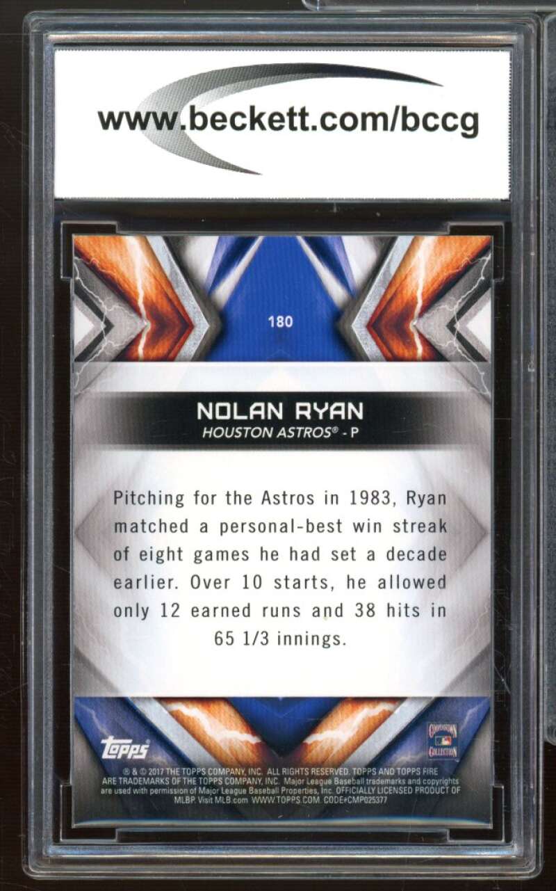 Nolan Ryan Card 2017 Topps Fire Flame #180 BCCG 10 Mint+ Image 2