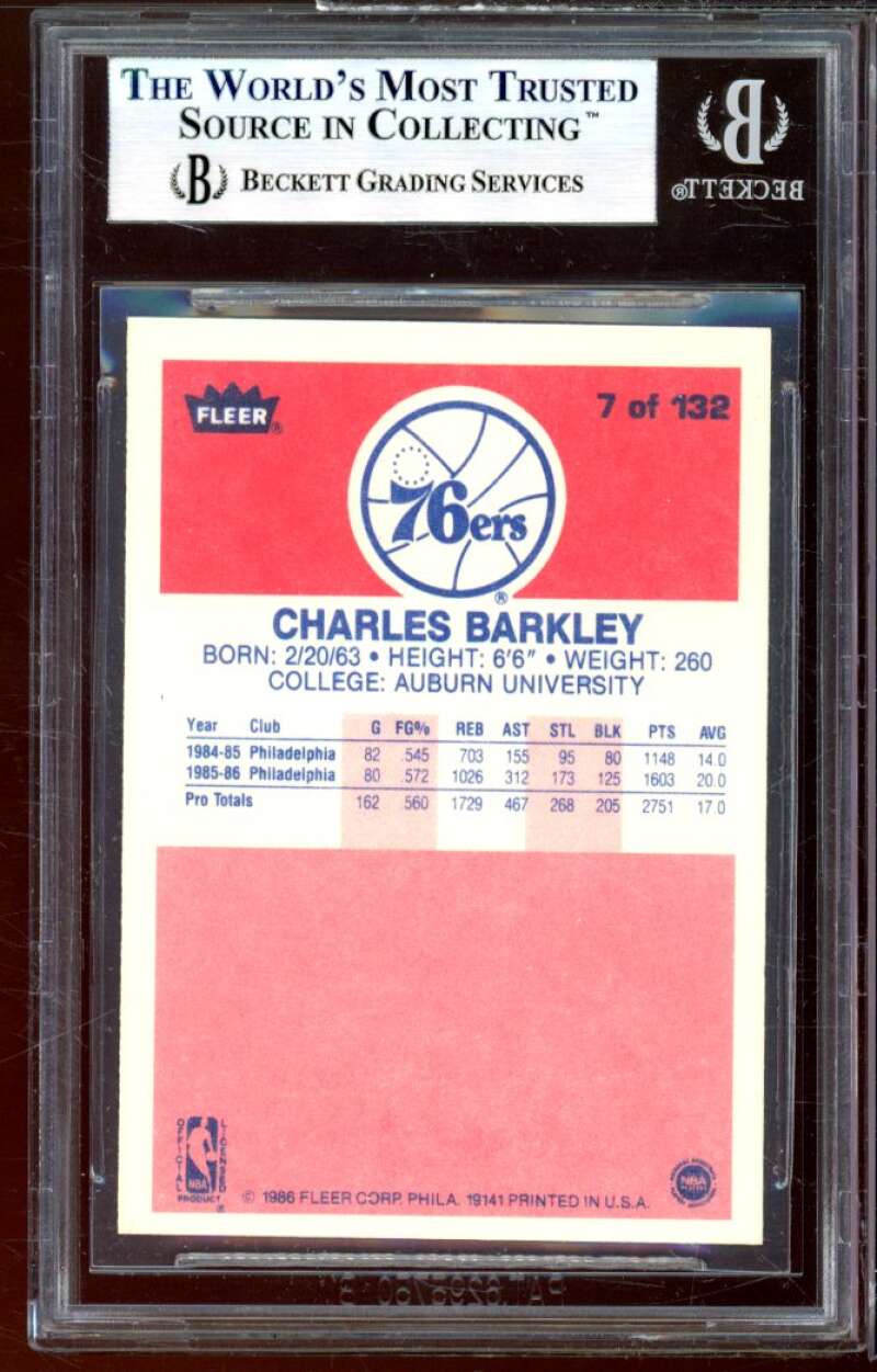 Charles Barkley Rookie Card 1986-87 Fleer #7 BGS 9 (9.5 9 9 9.5) Image 2