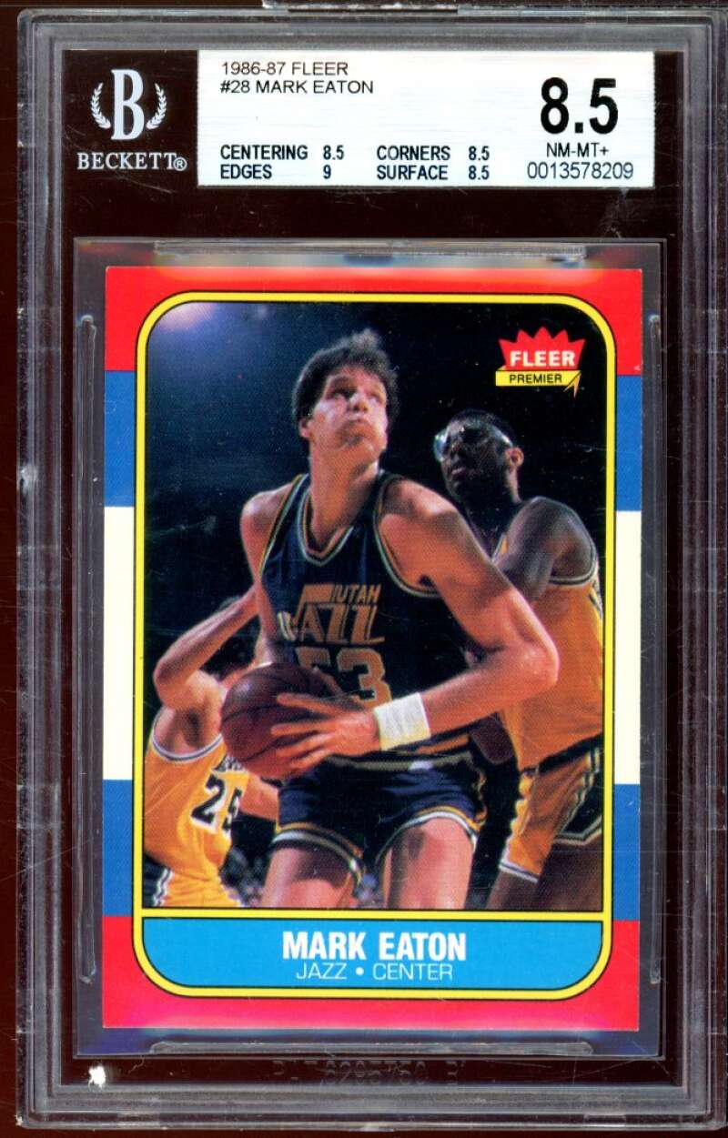 Mark Eaton Rookie Card 1986-87 Fleer #28 BGS 8.5 (8.5 8.5 9 8.5) Image 1