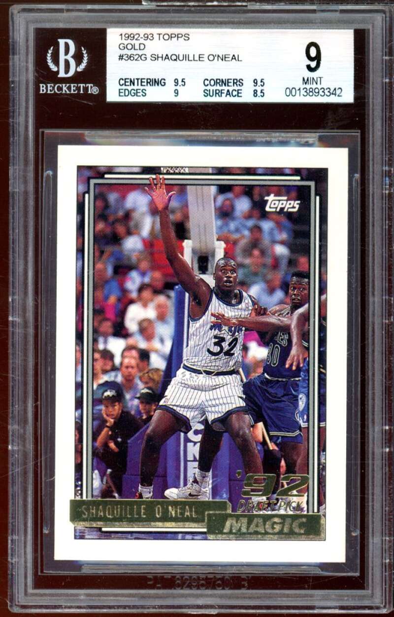 Shaquille O'Neal Rookie Card 1992-93 Topps Gold #362 BGS 9 (9.5 9.5 9 8.5) Image 1