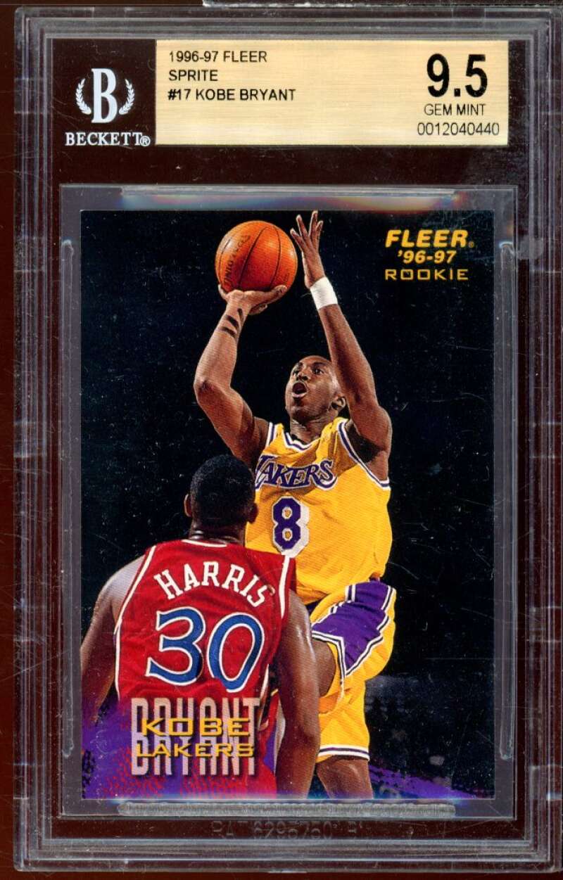 Kobe Bryant Rookie Card 1996-97 Fleer Sprite #17 BGS 9.5 Image 1