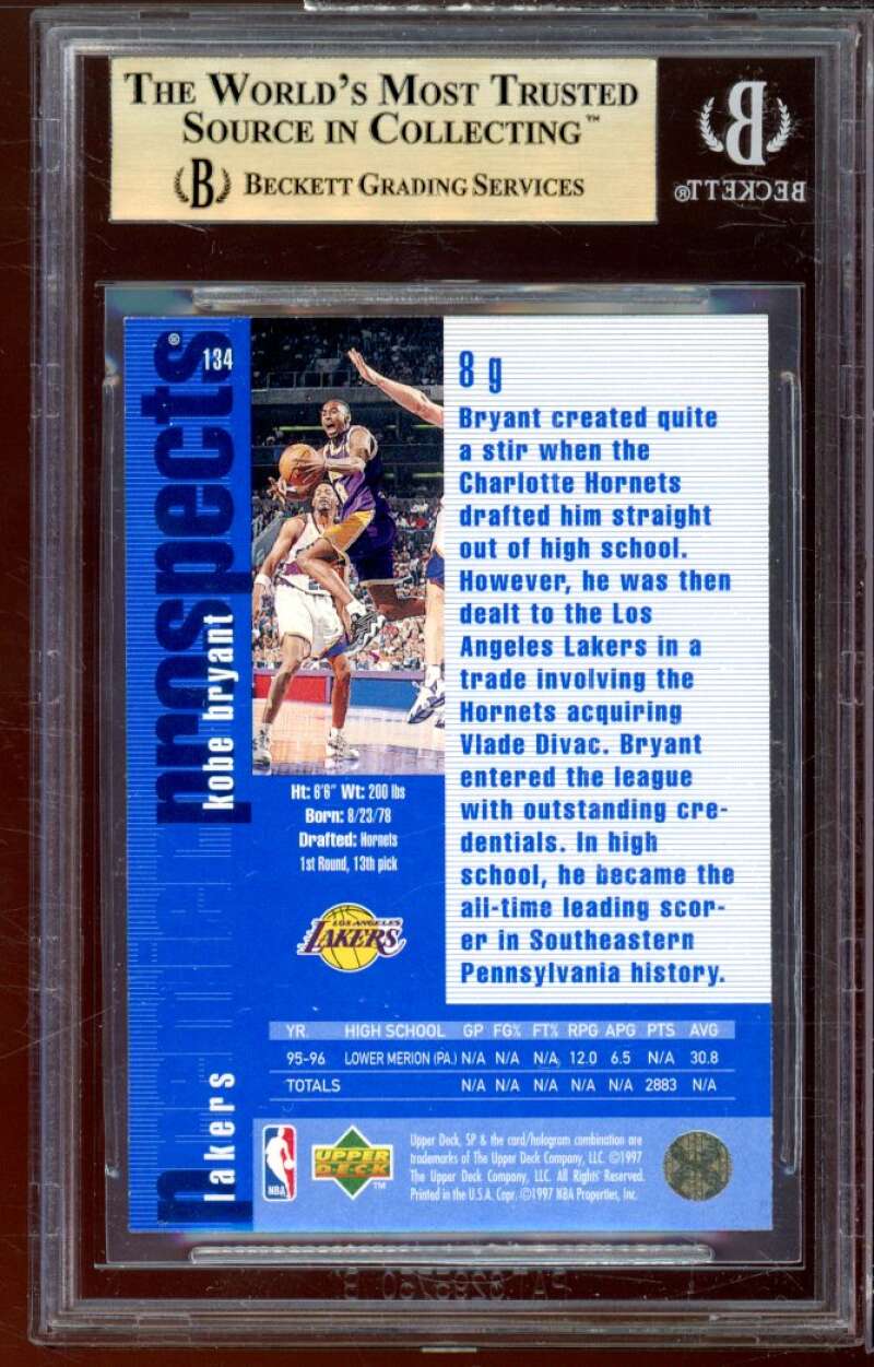 Kobe Bryant Rookie Card 1996-97 SP #134 BGS 9.5 (9.5 9 9.5 9.5) Image 2