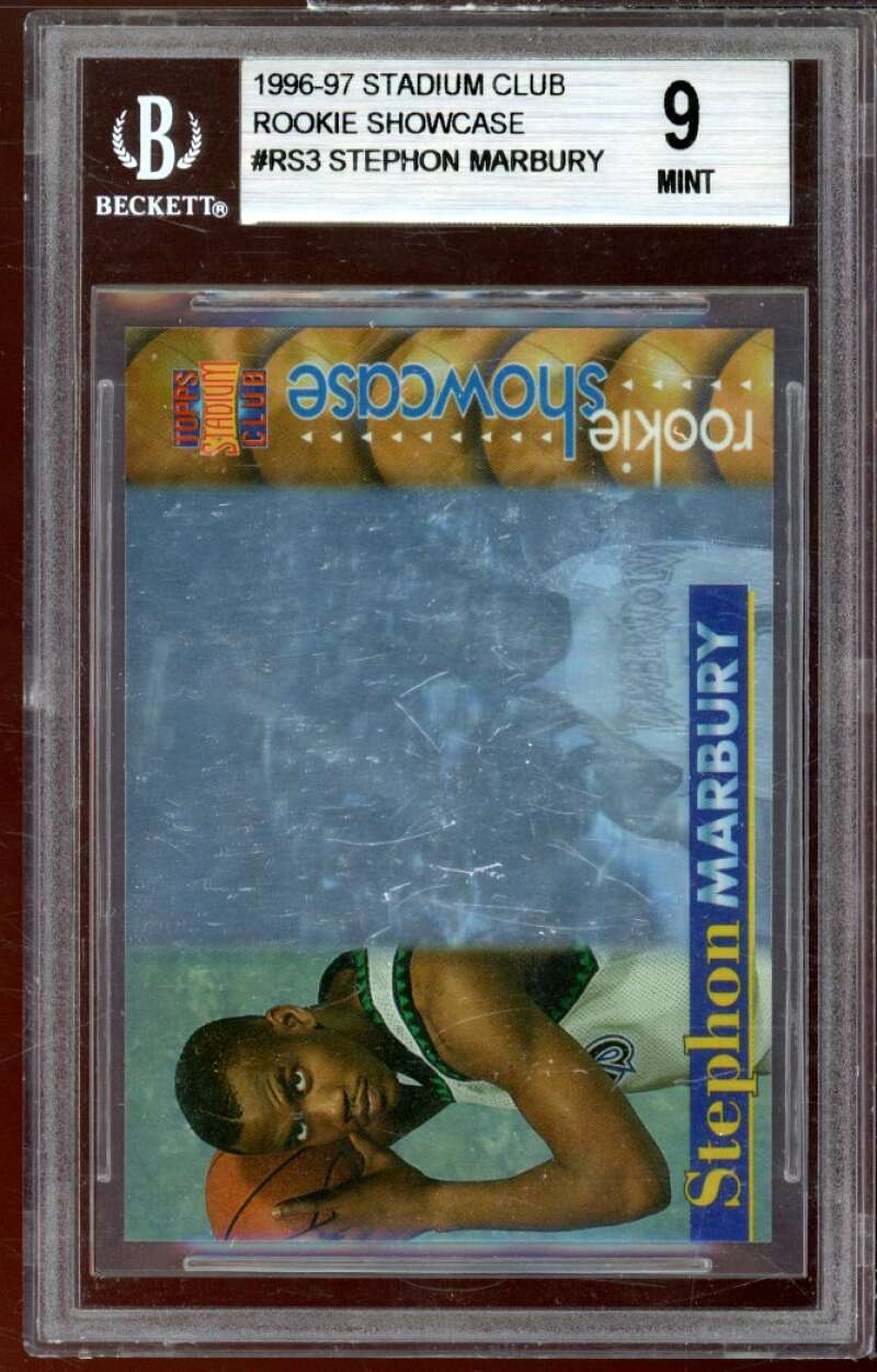 Stephon Marbury Rookie Card 1996-97 Stadium Club Rookie Showcase #rs3 BGS 9 Image 1