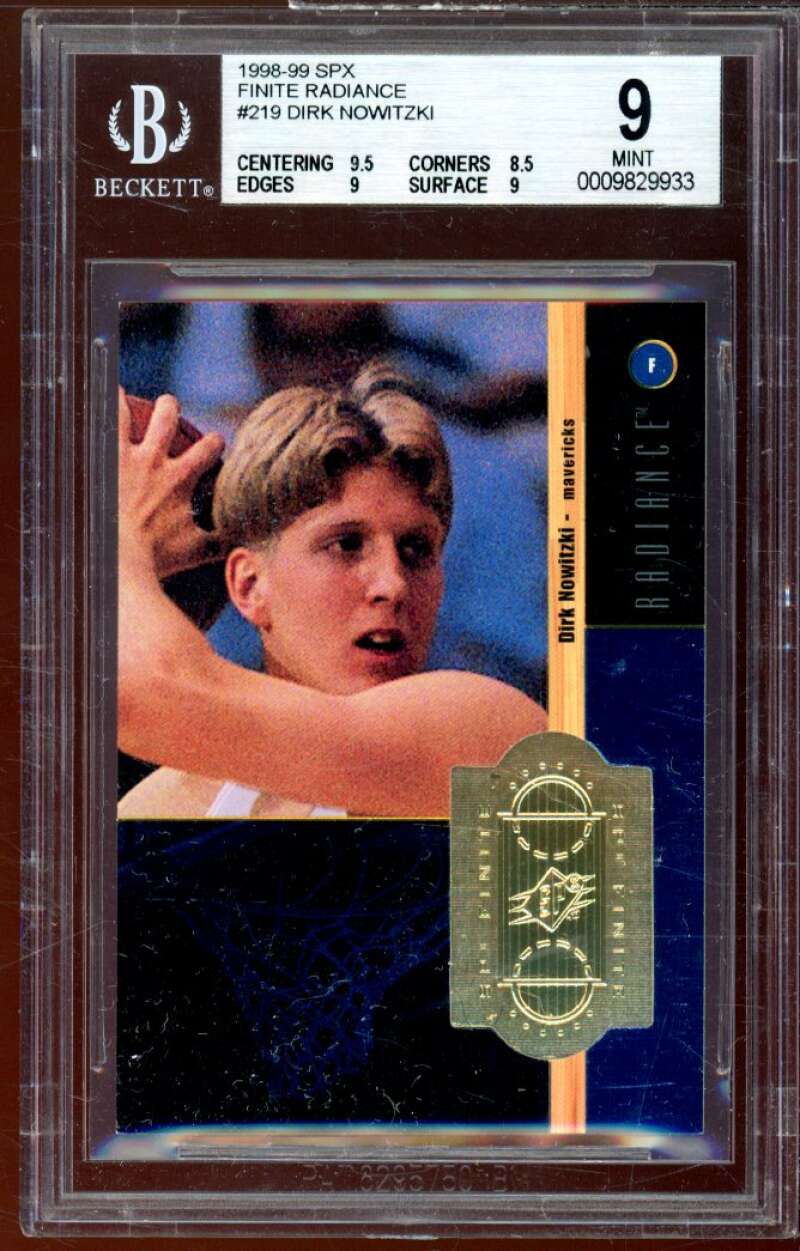 Dirk Nowitzki Rookie Card 1998-99 SPX Finite Radiance #219 BGS 9 (9.5 8.5 9 9) Image 1