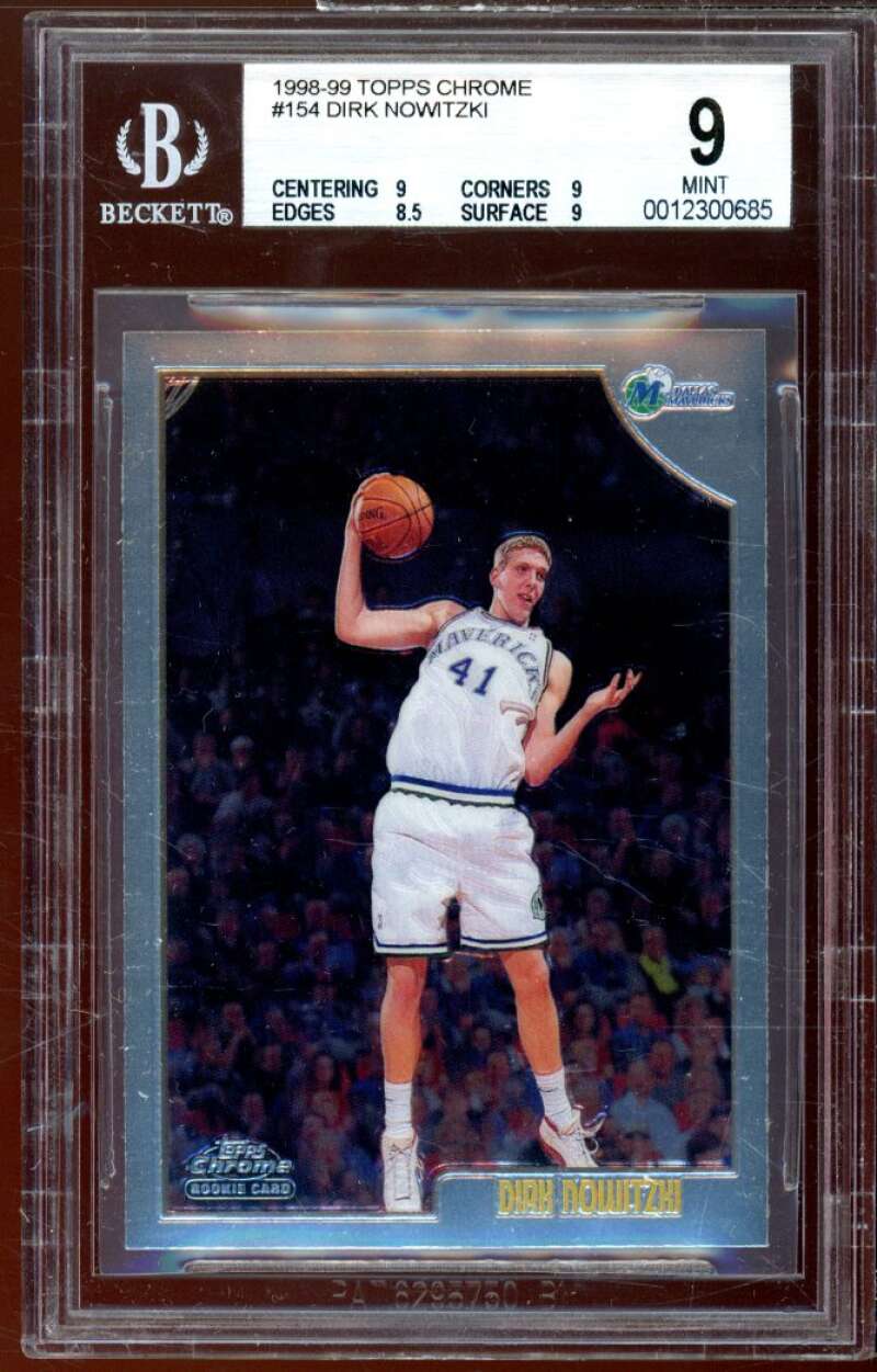 Dirk Nowitzki Rookie Card 1998-99 Topps Chrome #154 BGS 9 (9 9 8.5 9) Image 1