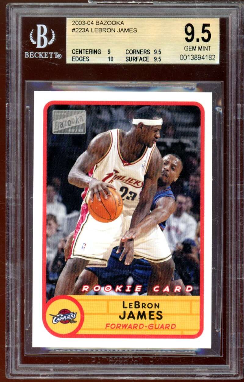 Lebron James Rookie Card 2003-04 Bazooka #223a BGS 9.5 (9 9.5 10 9.5) Image 1