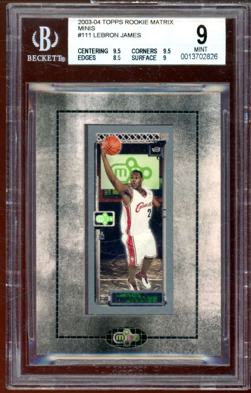 LeBron James Rookie 2003-04 Topps Rookie Matrix Minis #111 BGS 9 (9.5 9.5 8.5 9) Image 1