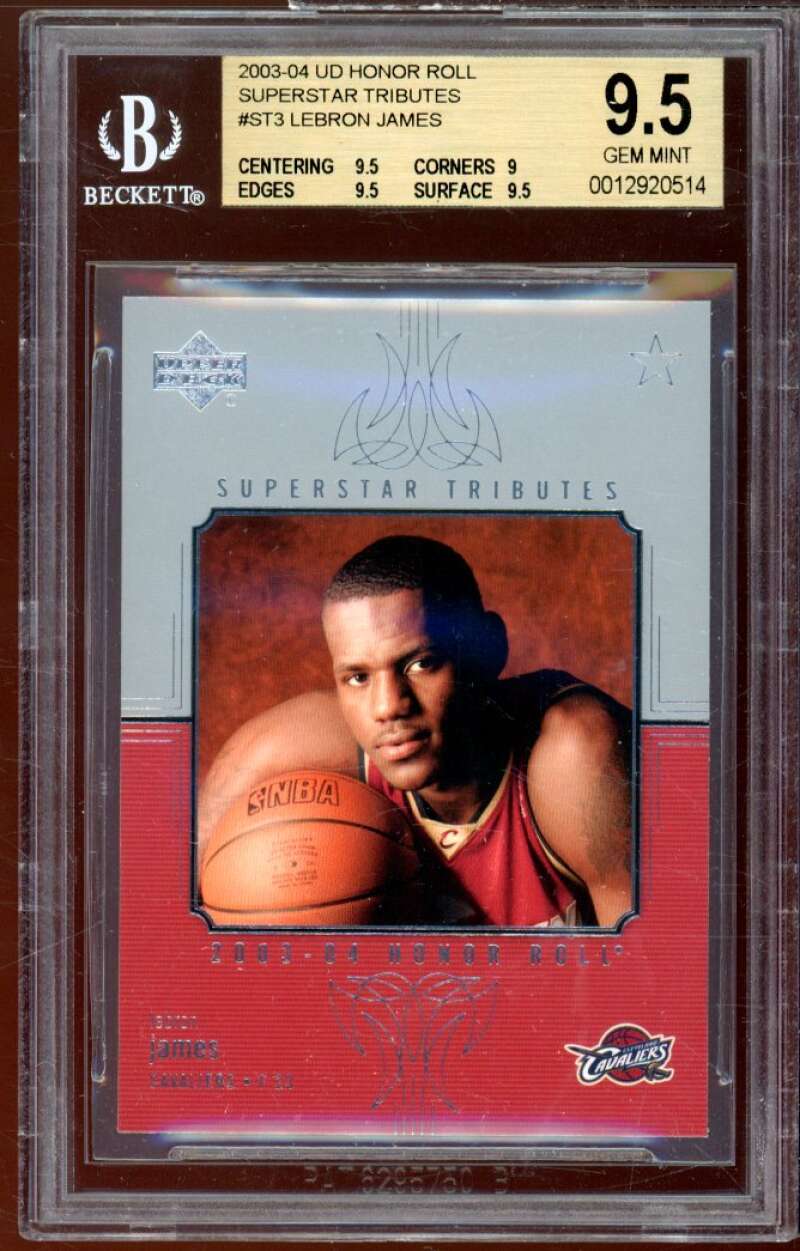 LeBron James Rookie Card 2003-04 UD Honor Roll Superstar Tributes #ST3 BGS 9.5 Image 1