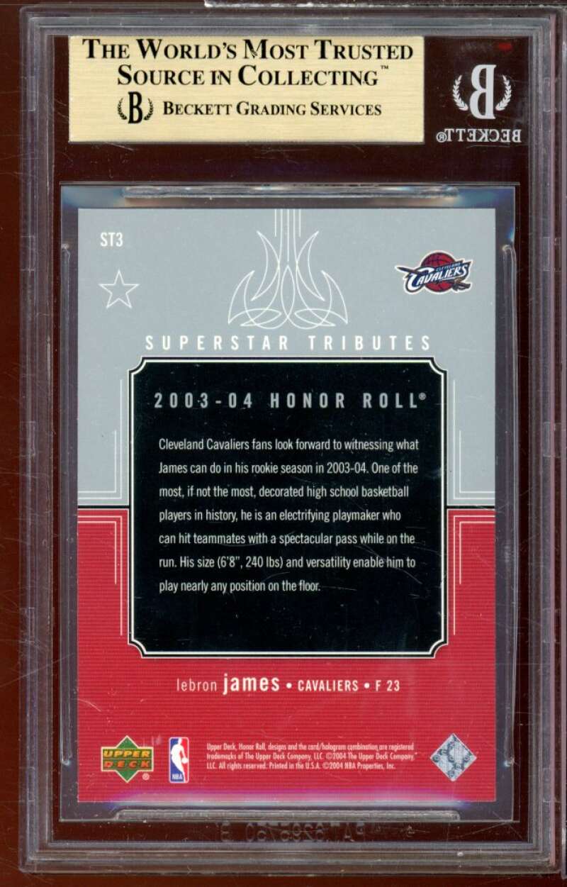 LeBron James Rookie Card 2003-04 UD Honor Roll Superstar Tributes #ST3 BGS 9.5 Image 2