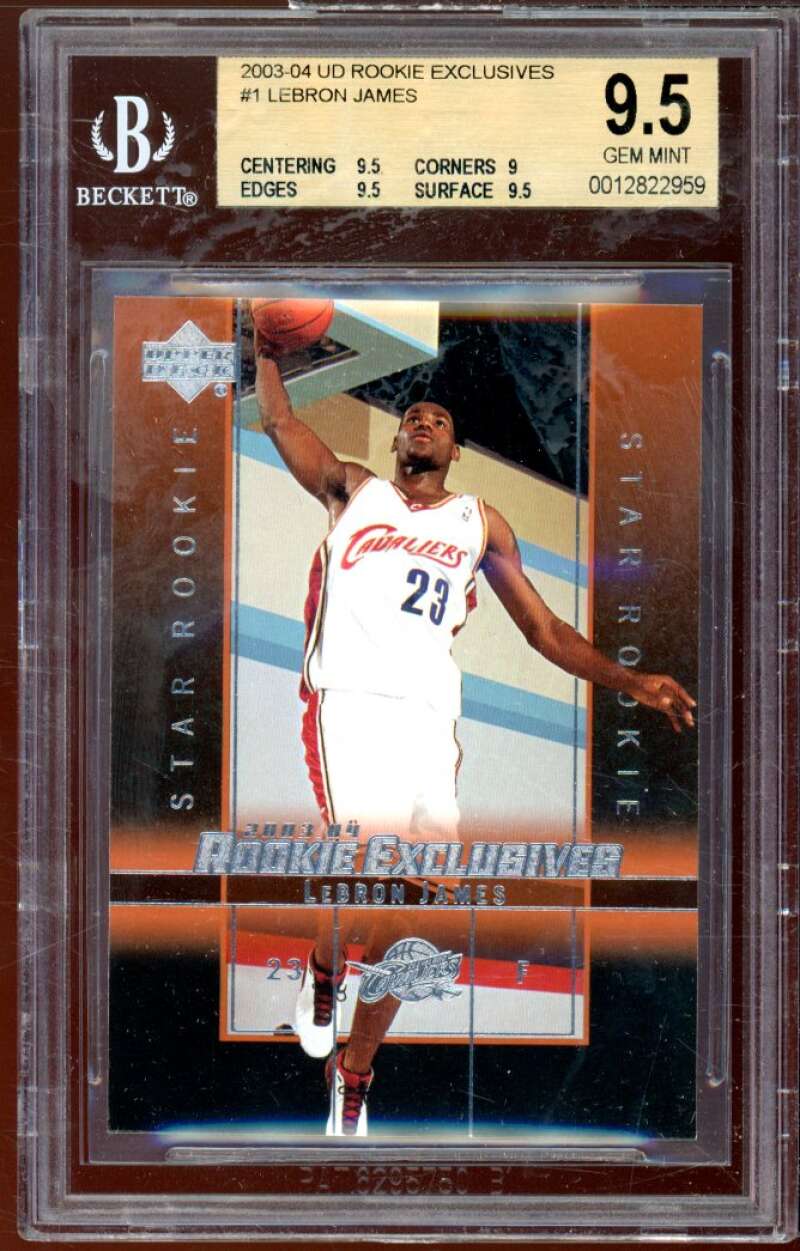 LeBron James Rookie Card 2003-04 UD Rookie Exclusives #1 BGS 9.5 (9.5 9 9.5 9.5) Image 1