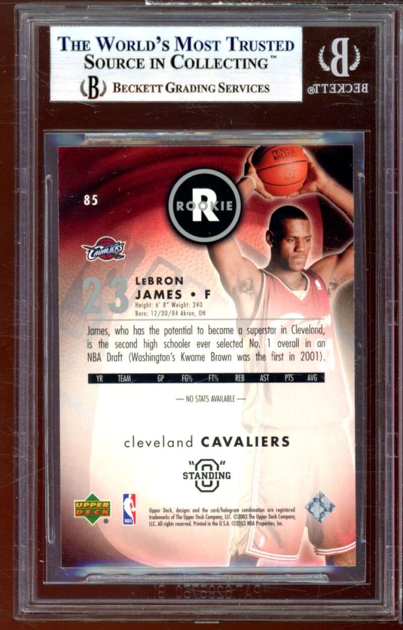 LeBron James Rookie Card 2003-04 Upper Deck Standing O #85 BGS 9 (9.5 9 9 9.5) Image 2