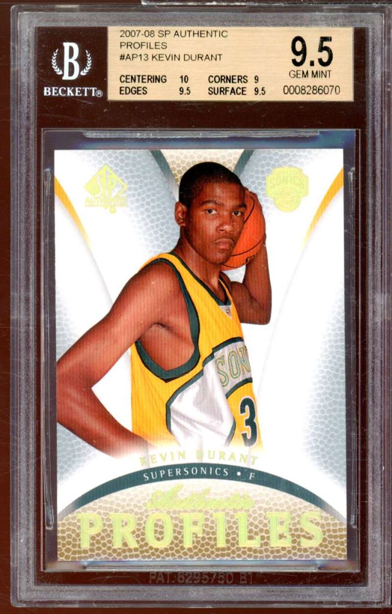 Kevin Durant Rookie 2007-08 SP Authentic Profiles #AP-13 BGS 9.5 (10 9 9.5 9.5) Image 1