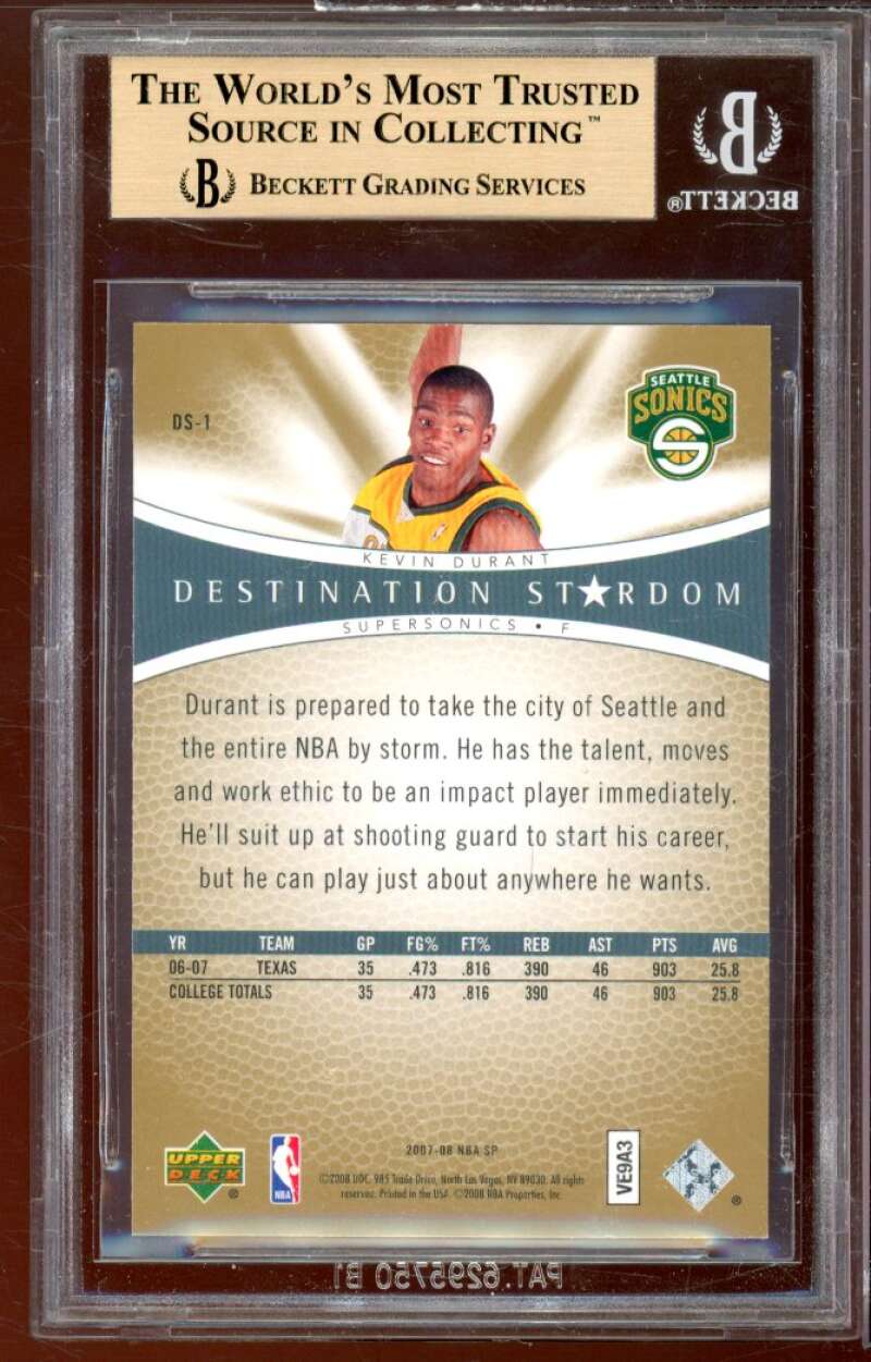 Kevin Durant Rookie 2007-08 SP Authentic Denistation Stardom #DS1 BGS 9.5 Image 2