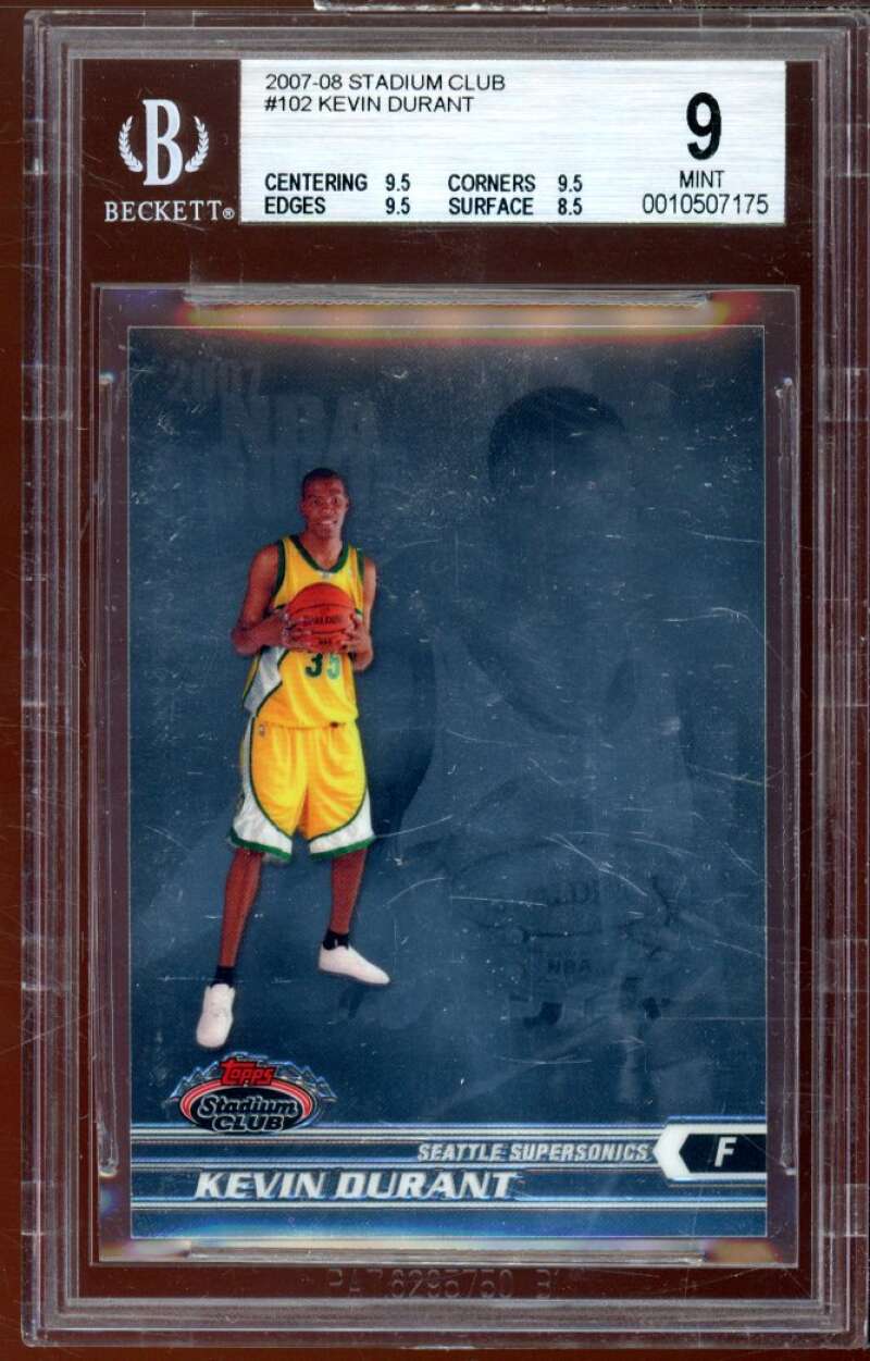 Kevin Durant Rookie Card 2007-08 Stadium Club #102 BGS 9 (9.5 9.5 9.5 8.5) Image 1