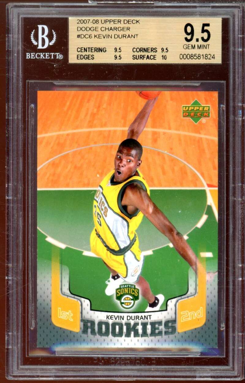 Kevin Durant Rookie Card 2007-08 UD Dodge Charger #dc6 BGS 9.5 (9.5 9.5 9.5 10) Image 1