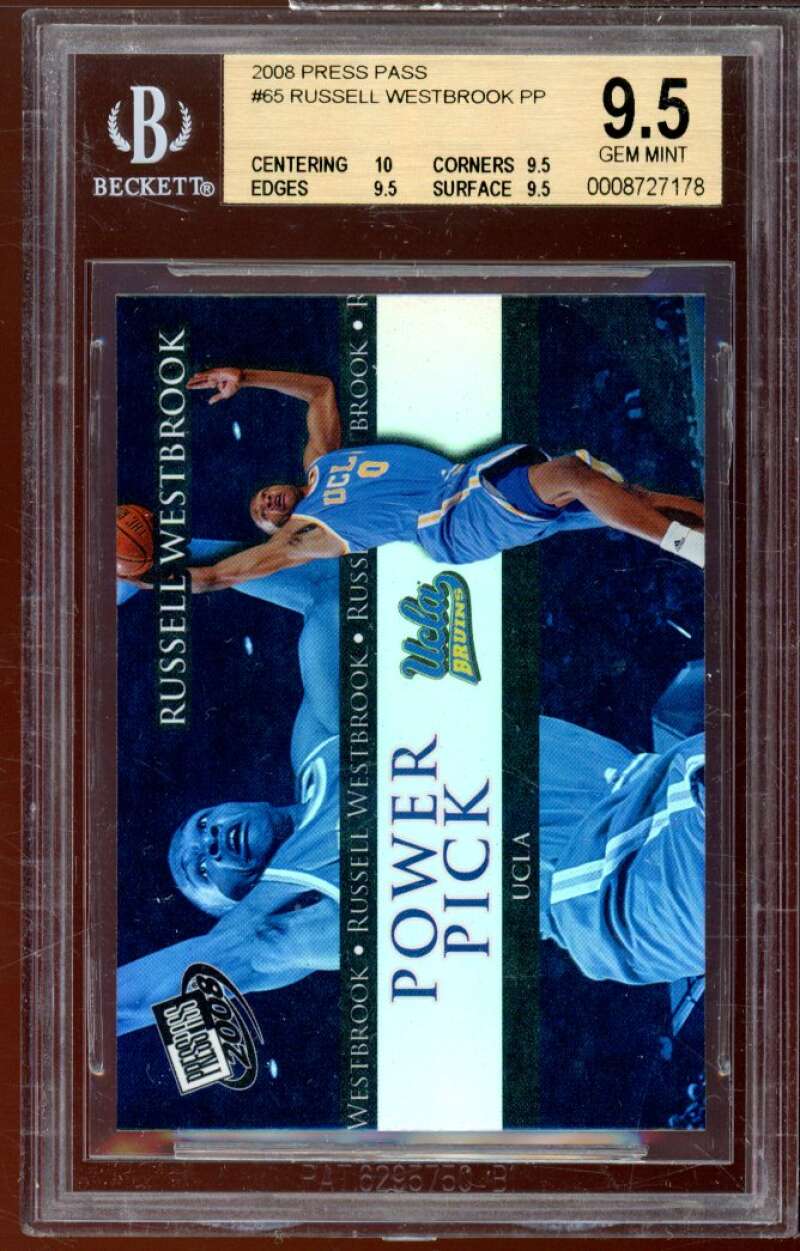 Russell Westbrook Rookie Card 2008 Press Pass #65 BGS 9.5 (10 9.5 9.5 9.5) Image 1