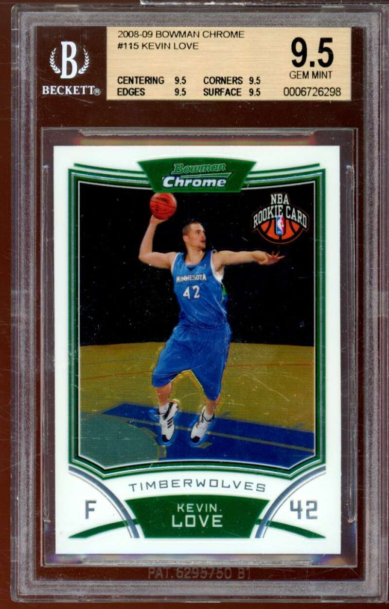 Kevin Love Rookie Card 2008-09 Bowman Chrome #115 BGS 9.5 (9.5 9.5 9.5 9.5) Image 1