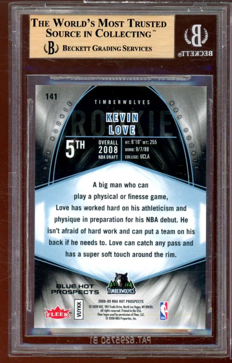 Kevin Love Rookie Card 2008-09 Hot Prospects Blue #141 BGS 9.5 (10 9 9.5 9.5) Image 2