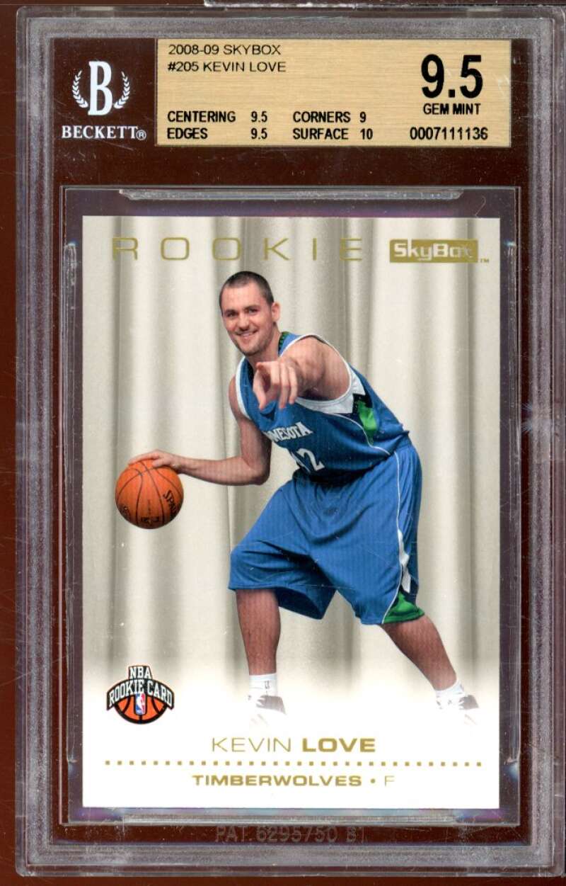 Kevin Love Rookie Card 2008-09 Skybox #205 BGS 9.5 (9.5 9 9.5 10) Image 1