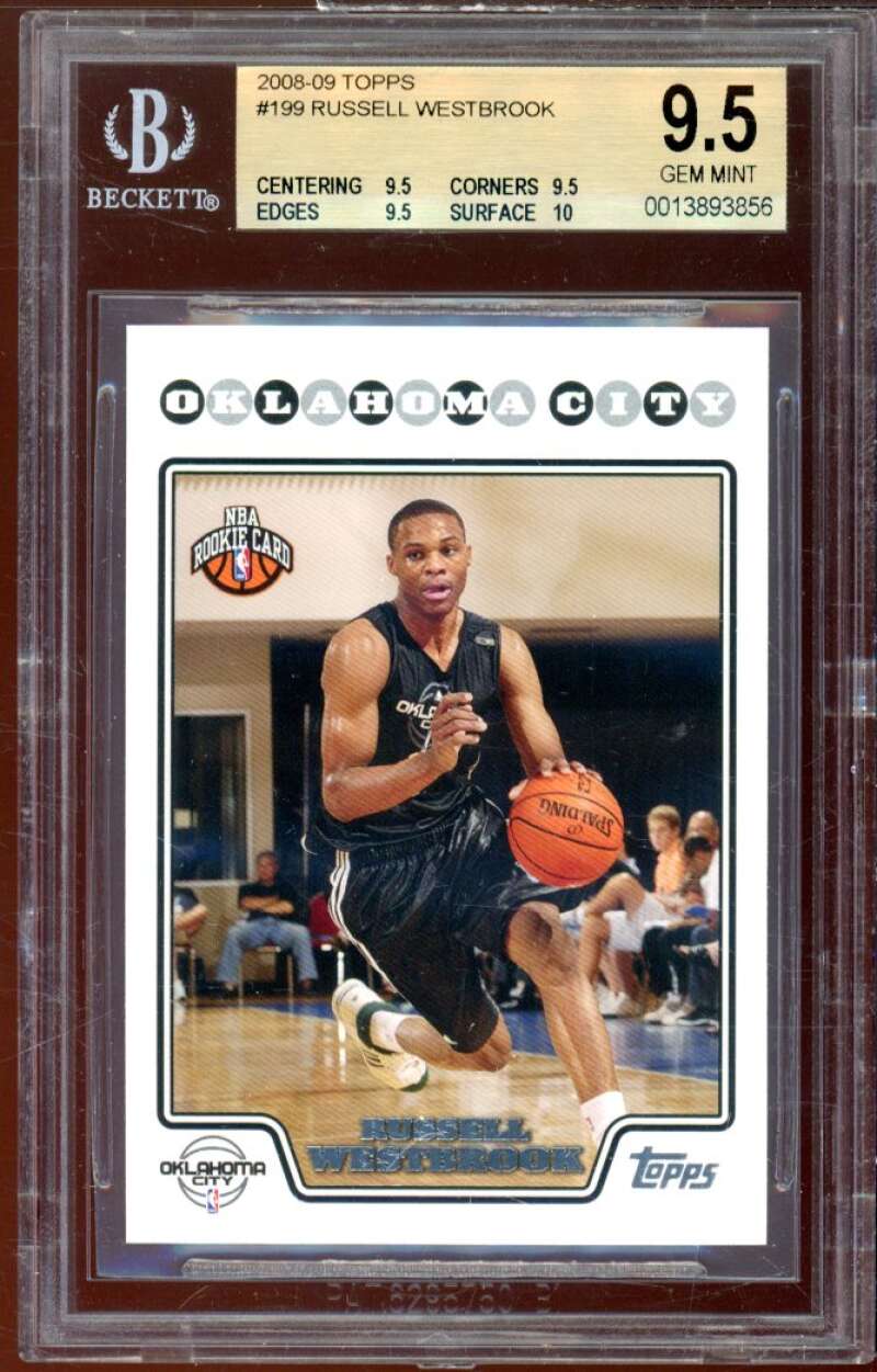 Russell Westbrook Rookie Card 2008-09 Topps #199 BGS 9.5 (9.5 9.5 9.5 10) Image 1