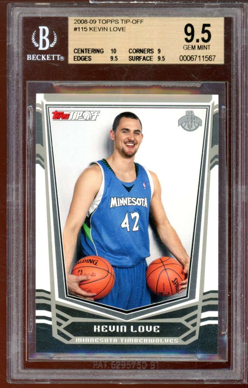 Kevin Love Rookie Card 2008-09 Topps Tip-Off #115 BGS 9.5 (10 9 9.5 9.5) Image 1