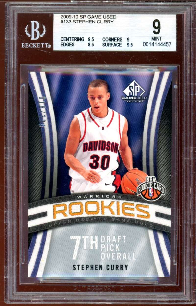 Stephen Curry Rookie Card 2009-10 SP Game Used #133 BGS 9 (9.5 9 8.5 9.5) Image 1