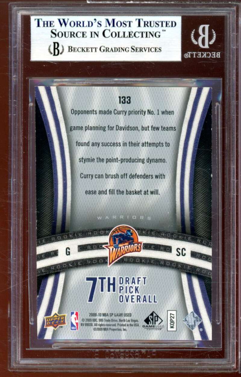 Stephen Curry Rookie Card 2009-10 SP Game Used #133 BGS 9 (9.5 9 8.5 9.5) Image 2