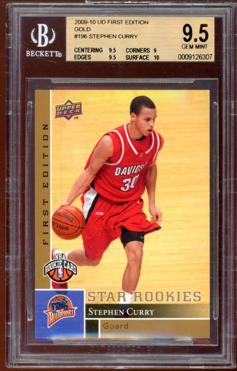 Stephen Curry Rookie 2009-10 UD First Edition Gold #196 BGS 9.5 (9.5 9 9.5 10) Image 1
