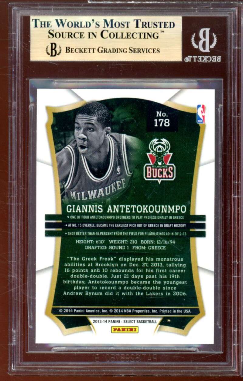 Giannis Antetokounmpo Rookie 2013-14 Panini Select #178 BGS 9.5 (9.5 9.5 10 9.5) Image 2