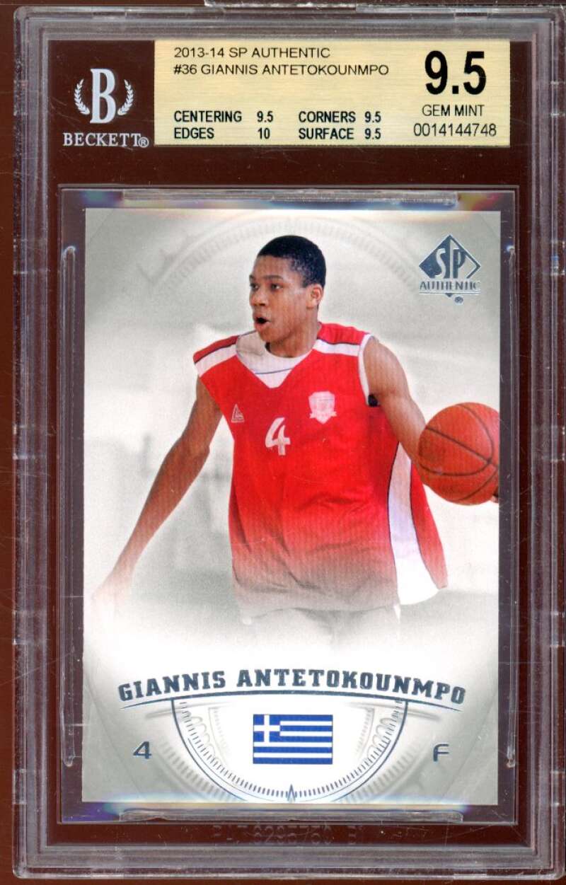 Giannis Antetokounmpo Rookie 2013-14 SP Authentic #36 BGS 9.5 (9.5 9.5 10 9.5) Image 1