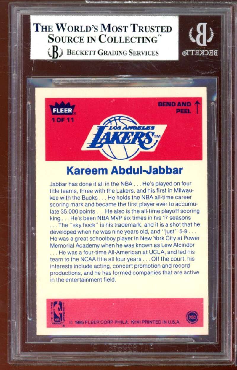 Kareem Abdul-Jabbar Card 1986-87 Fleer Stickers #1 BGS 6.5 Image 2